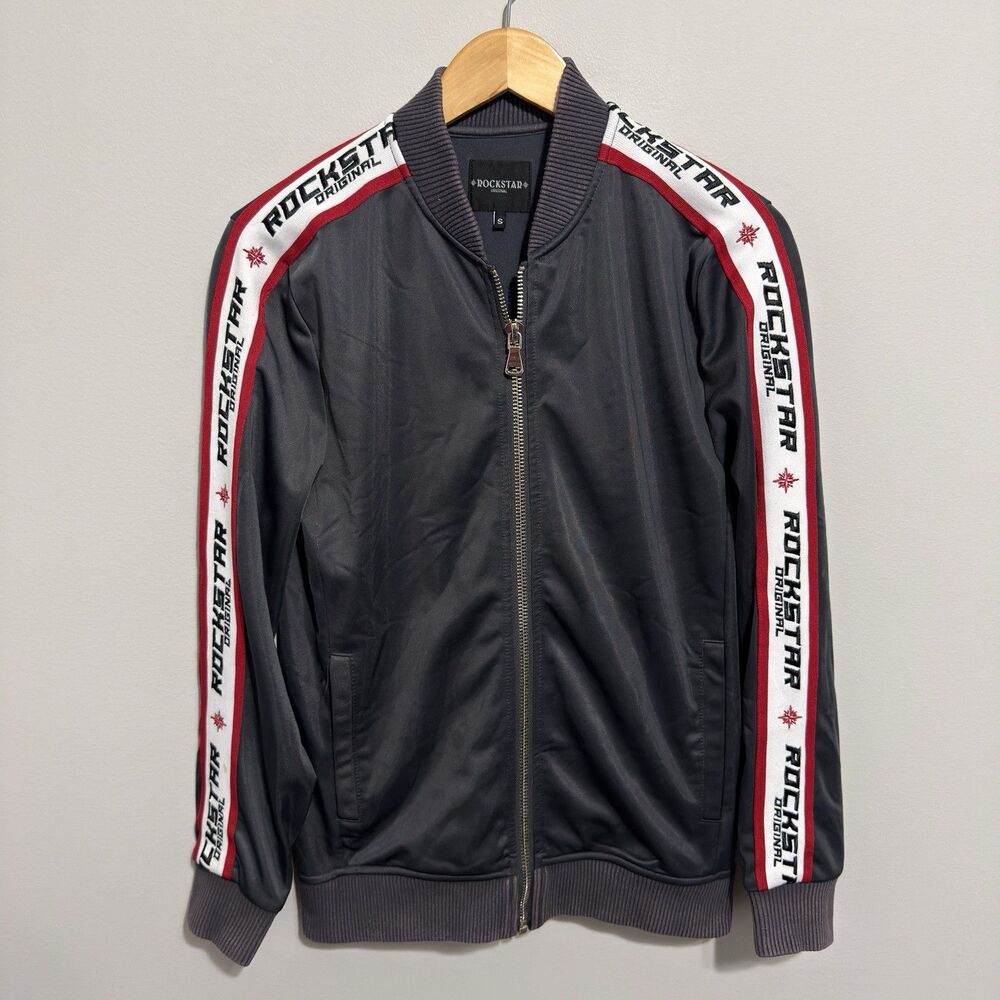 Rockstar Original Track Jacket Y2K Sleeve Spellout Size Small
